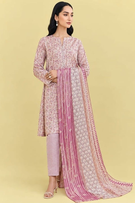 Nishat Unstitched Printed Lawn 3pc