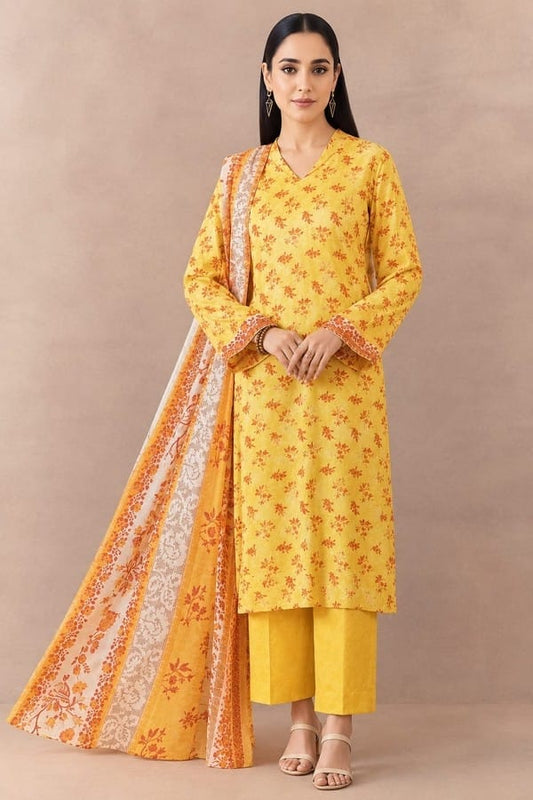 Nishat Unstitched Printed Lawn 3pc