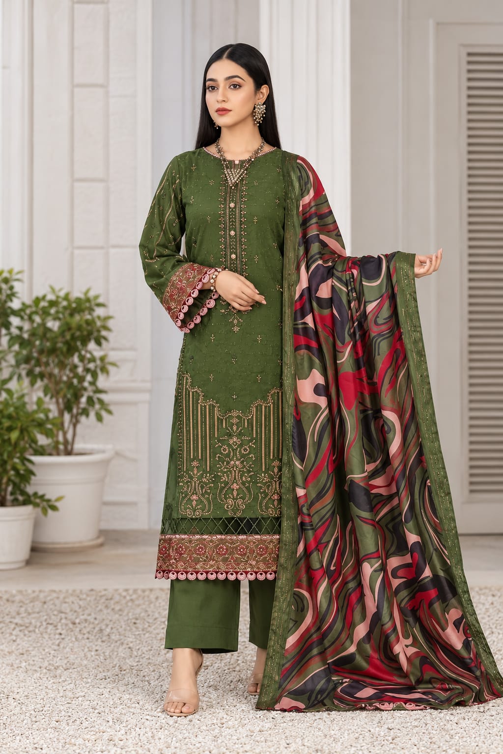 Maya By Wania Resham Karandi Embroidered Shirt With Fancy Duppata