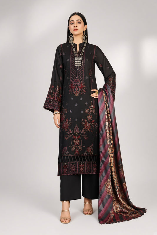 Maya By Wania Resham Karandi Embroidered Shirt With Fancy Duppata