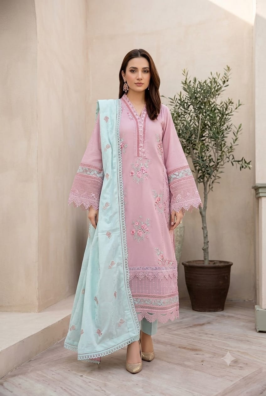 Johra (Khimar) Embroidered Lawn With Embroidered Jacquard Lawn Dupatta