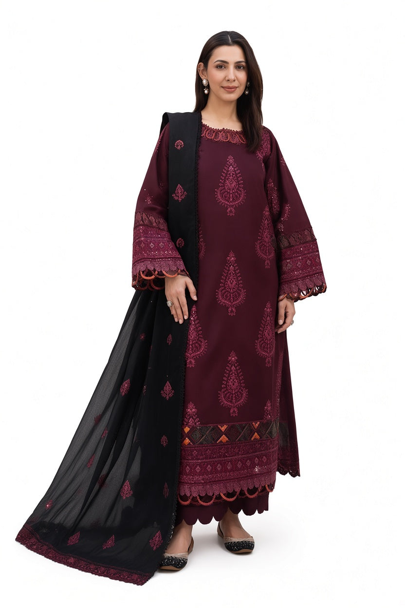 Johra (Khimar) Embroidered Lawn With Embroidered Jacquard Lawn Dupatta
