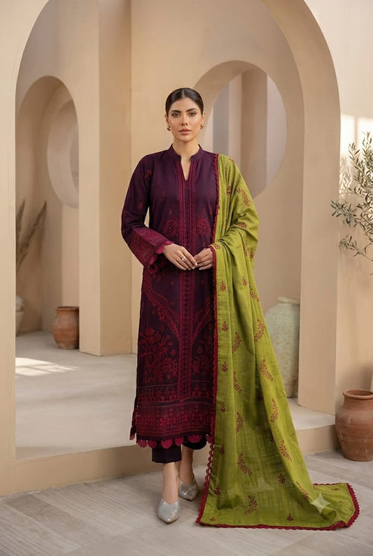 Johra (Mahrin )Embroidered Lawn Jacquard Lawn Duppata