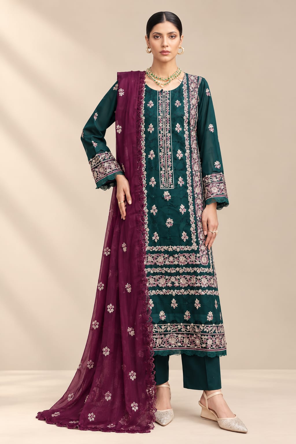 Johra (Mahrin )Embroidered Lawn Jacquard Lawn Duppata