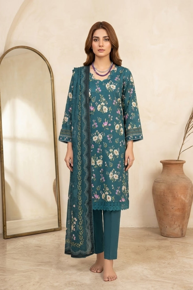 Zirwa Unstitched Printed Lawn 3pc