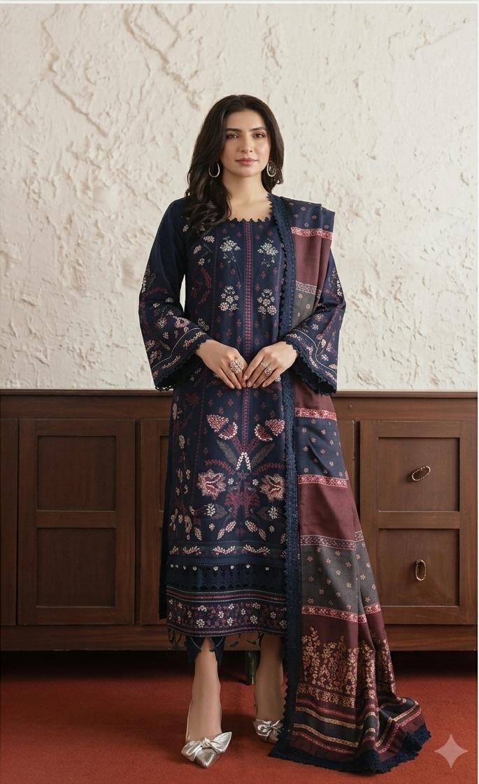 Johra (Poshak) Embroidered Lawn With Jacquard Lawn Dupatta 3Pc