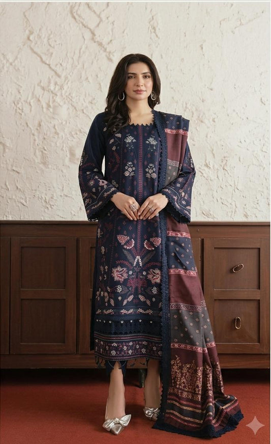 Johra (Poshak) Embroidered Lawn With Jacquard Lawn Dupatta 3Pc