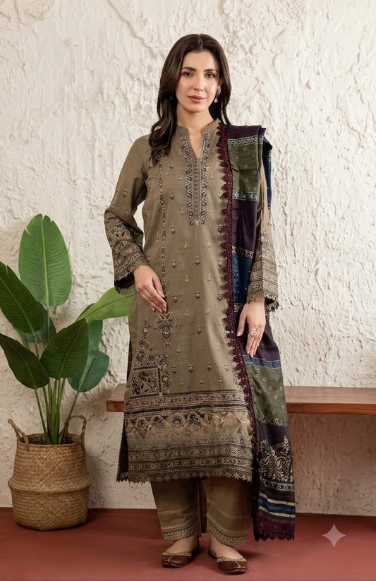 Johra (Poshak) Embroidered Lawn With Jacquard Lawn Dupatta 3Pc
