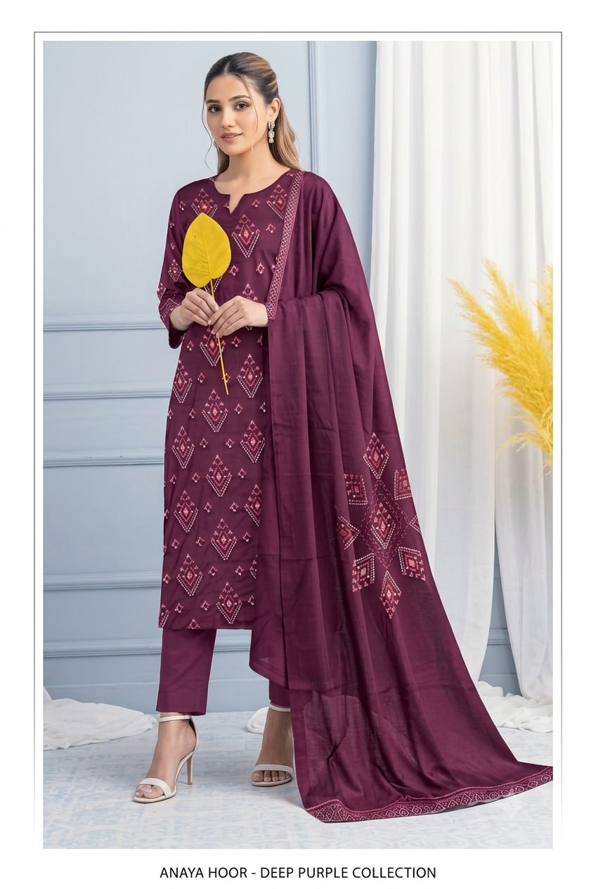 Seline (Graceful) Unstitched Heavy Embroidered  Lawn 3pc