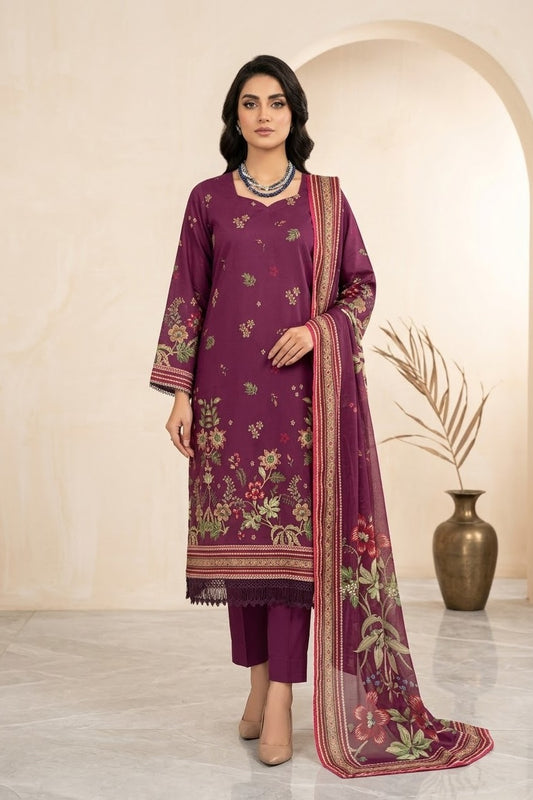Zirwa Unstitched Printed Lawn 3pc