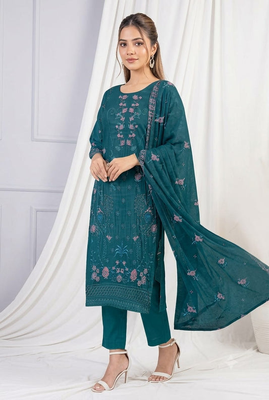 Seline (Graceful) Unstitched Heavy Embroidered  Lawn 3pc