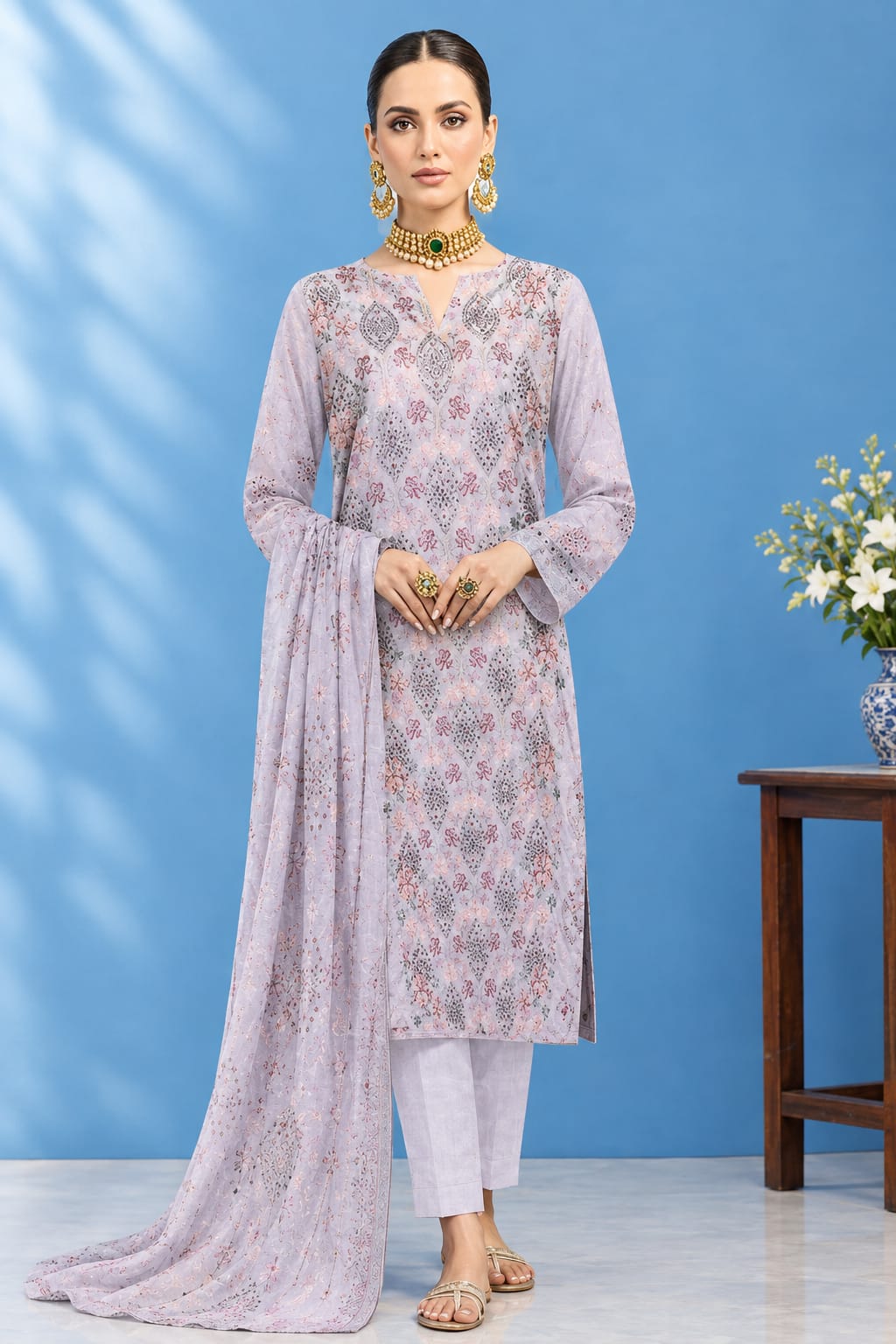 Anaya Hoor (Tahzeeb) Unstiched Embroidered Lawn 3Pc
