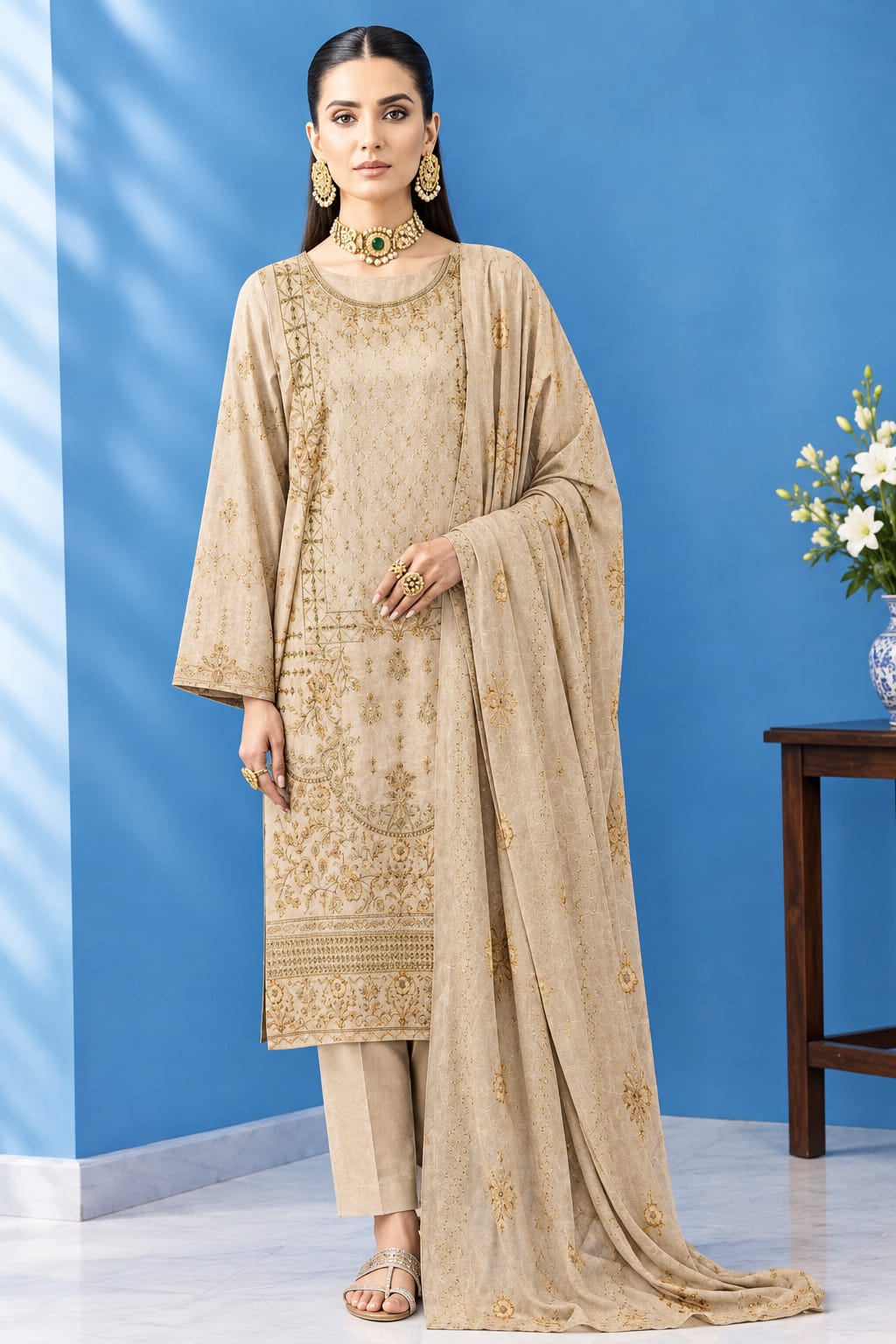 Anaya Hoor (Tahzeeb) Unstiched Embroidered Lawn 3Pc