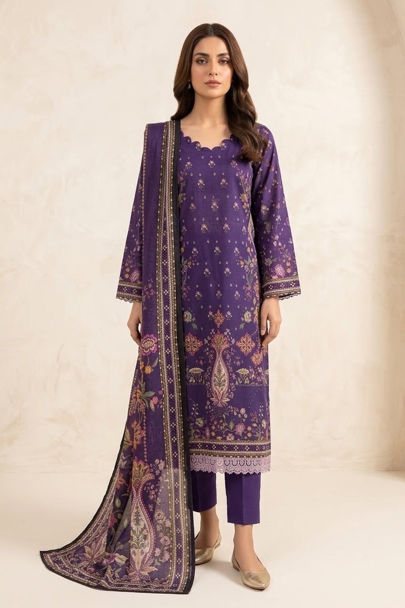 Zirwa Unstitched Printed Lawn 3pc