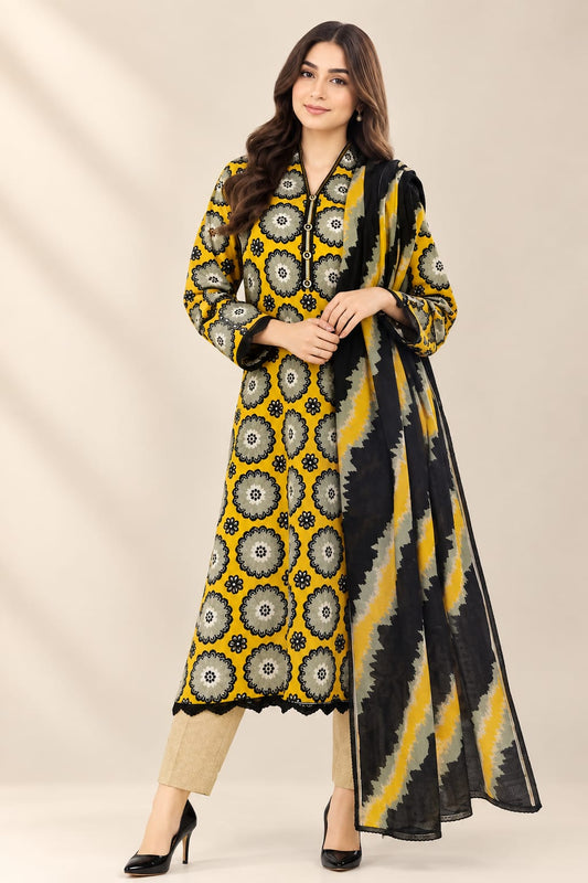 Al Karam Unstiched Printed  Khadar 3Pc