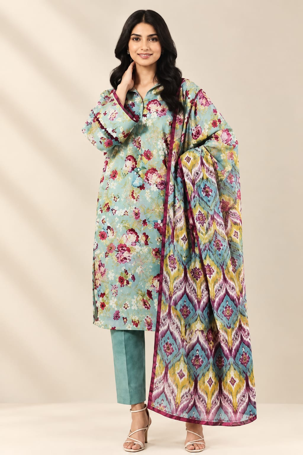 Al Karam Unstiched Printed  Khadar 3Pc