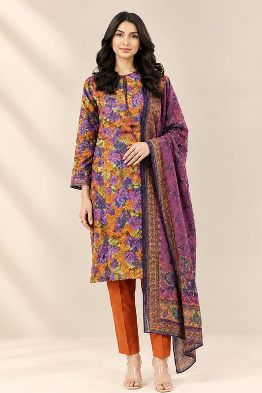 Al Karam Unstiched Printed  Khadar 3Pc