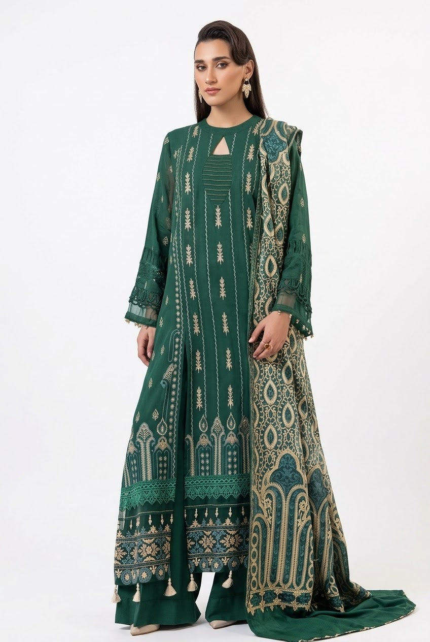 Nishat Unstitched Embroidered Shirt Shawl With Patches 2pc