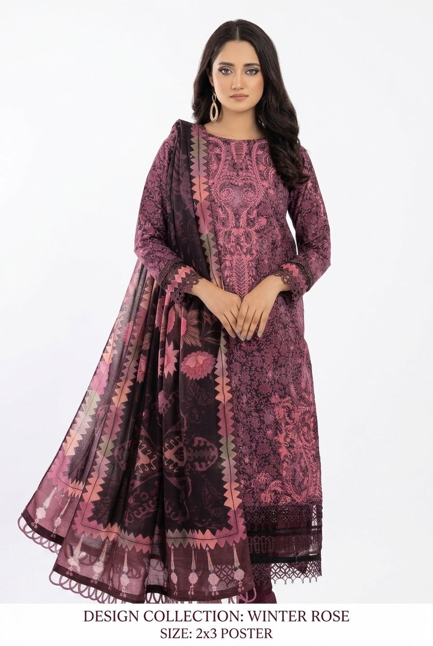 Nishat Unstitched Printed Slub Cotton Shirt Trouser 2pc