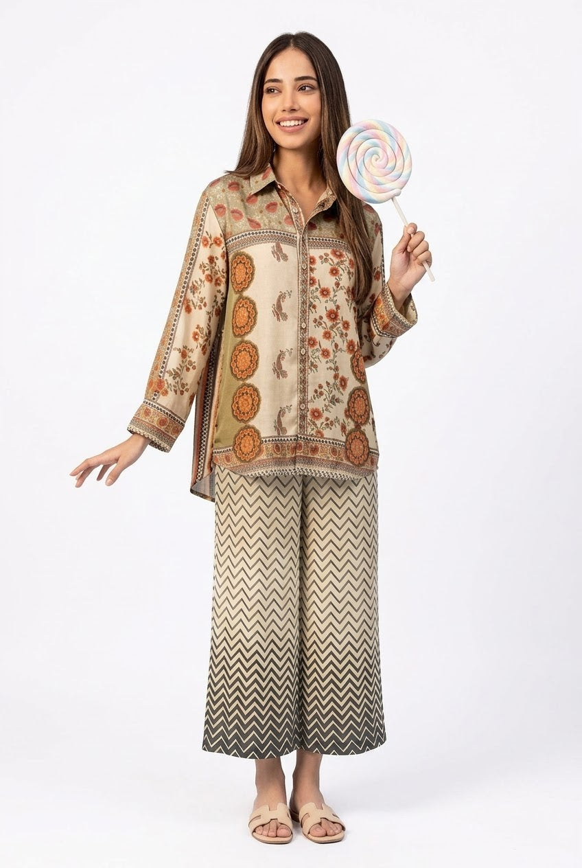 ZESH Winter Essentials Printed Silk Unstitched 2Pc