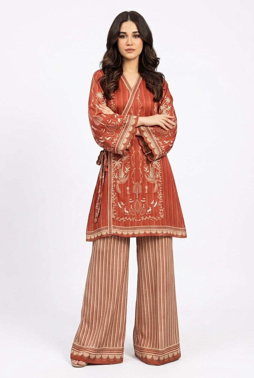 ZESH Winter Essentials Printed Silk Unstitched 2Pc