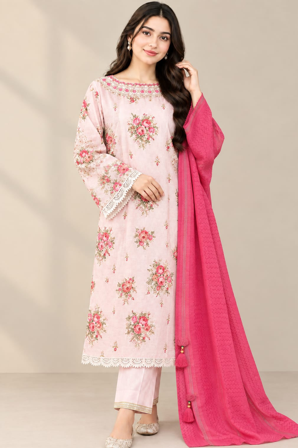 Nishat Stitched Lawn Size Small Medium Large 3pc