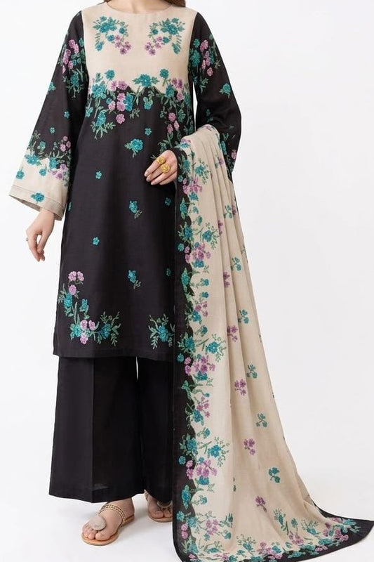 Rangreza Unstitched Printed Viscose Linen 3Pc
