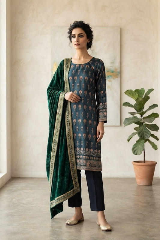 Aisha & Mariyam Unstitched Printed Lawn 3pc