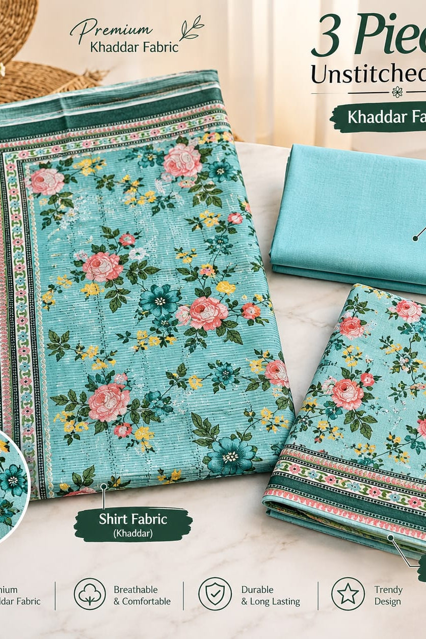 Mix Brand Unstitched Printed Khaddar 3Pc