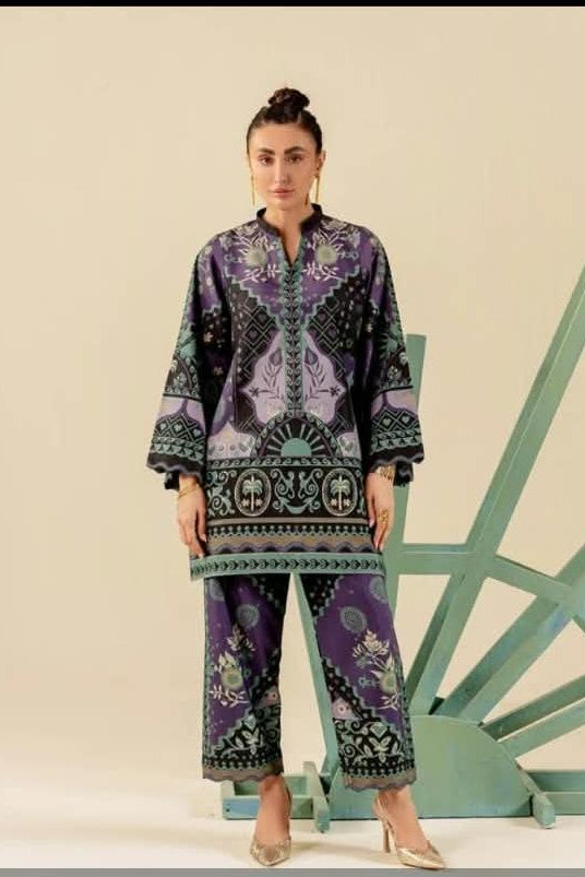 Maryum & Maria Stitched Printed Silk 2pc Size Large