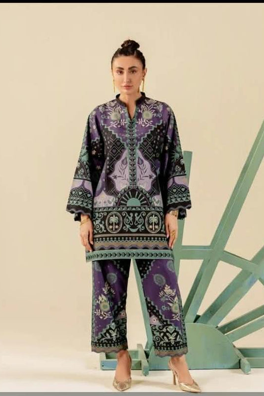 Maryum & Maria Stitched Printed Silk 2pc Size Large