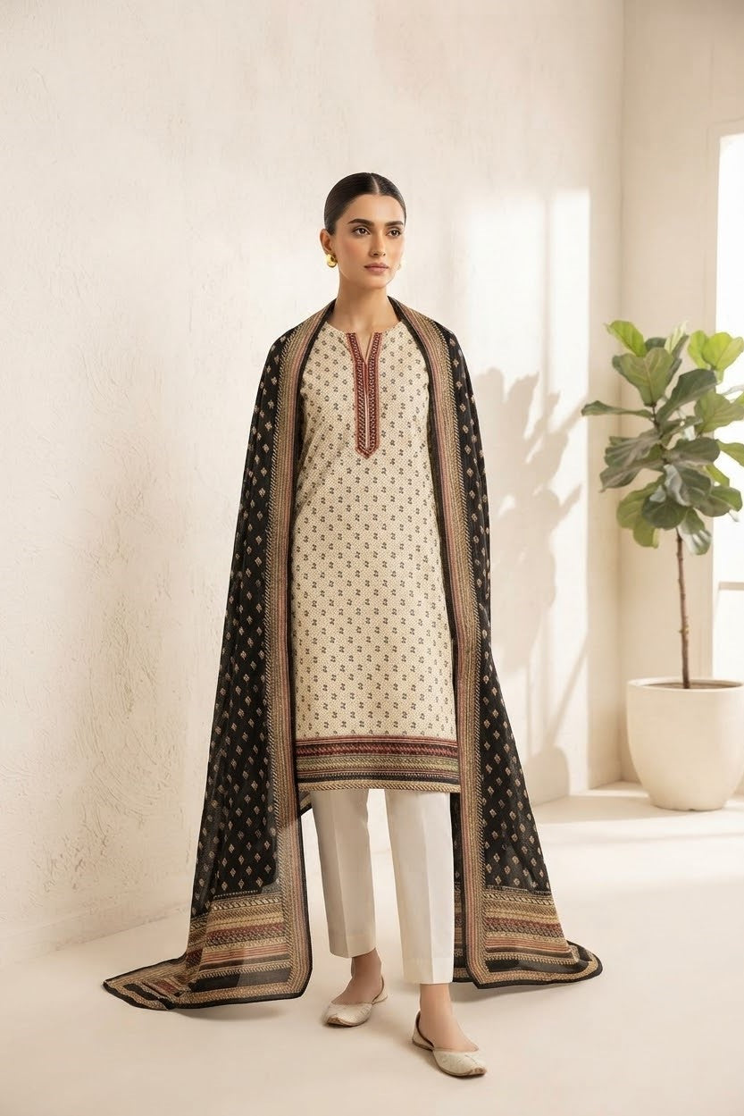 Aisha & Mariyam Unstitched Printed Lawn 3pc
