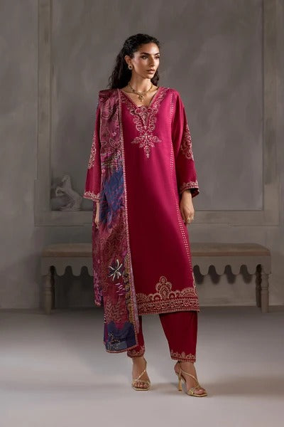 MARYUM & MARIA EMBROIDED VISCOSE SLUB WITH SILK DUPPATA STITCHED 3PC