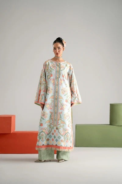 MARYUM&MARIA PRINTED SILK STITCHED 2PC SIZE SMALL