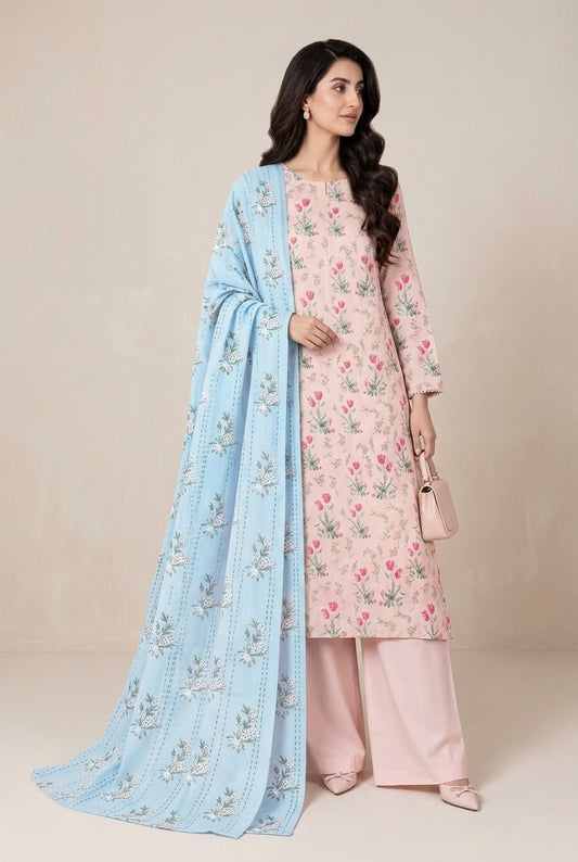 Bareeze Printed Khaddar Unstitched 3Pc