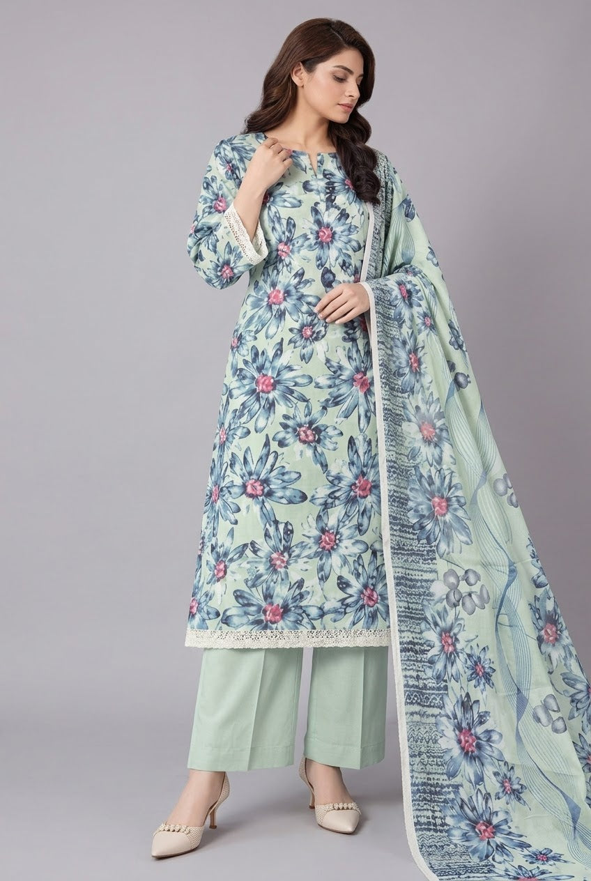 Bareeze Printed Khaddar Unstitched 3Pc