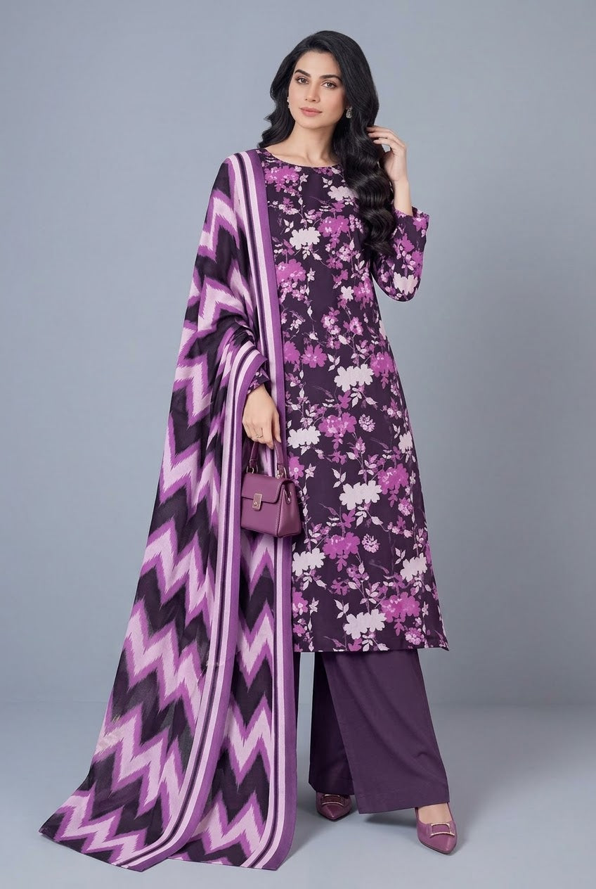 Bareeze Printed Khaddar Unstitched 3Pc