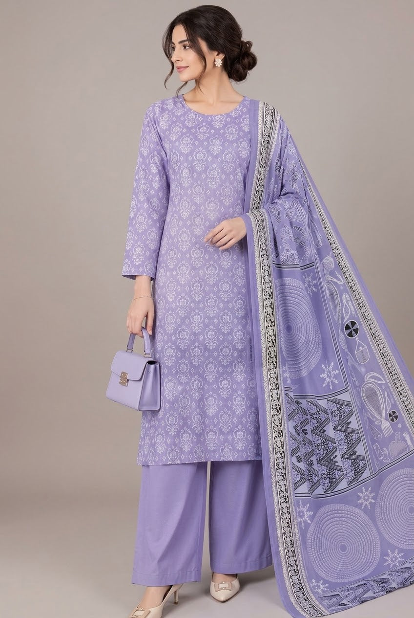 Bareeze Printed Khaddar Unstitched 3Pc