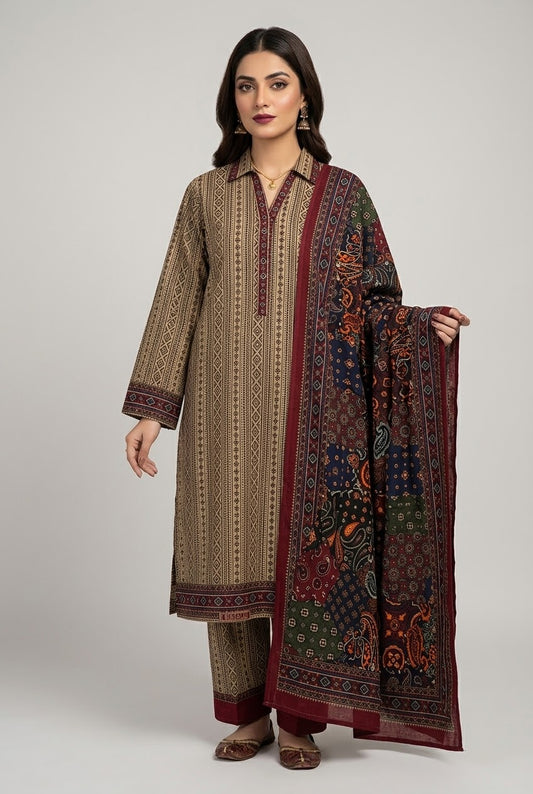 Bin Saeed Stitched Khaddar 3Pc
