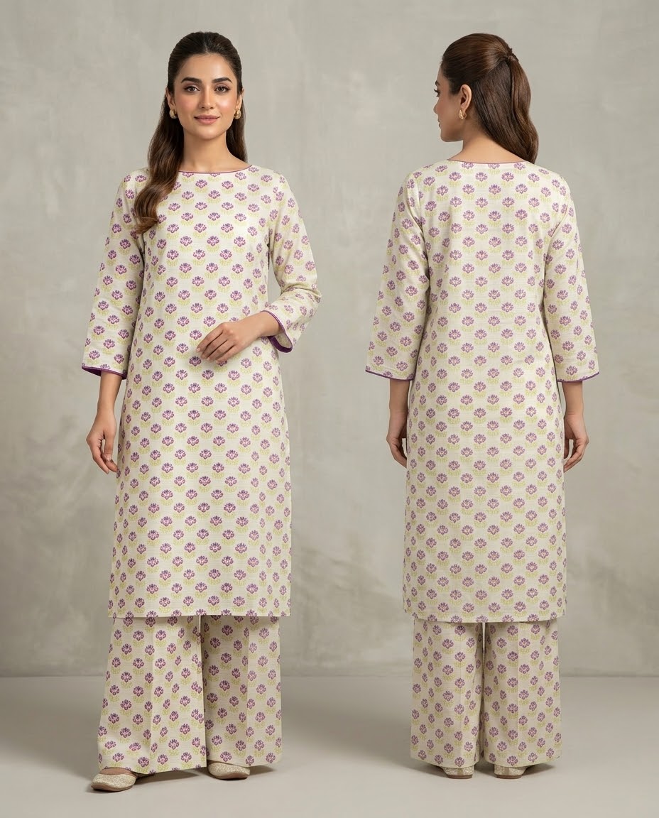 Mix Brand Stitched Khaddar Allover 2PcA