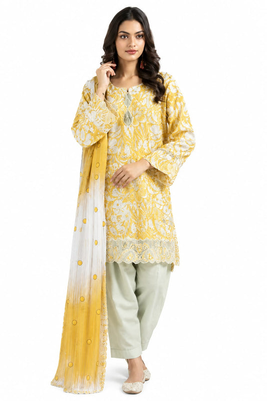 Bareeze Unstiched Embroidered Khaddar 3Pc
