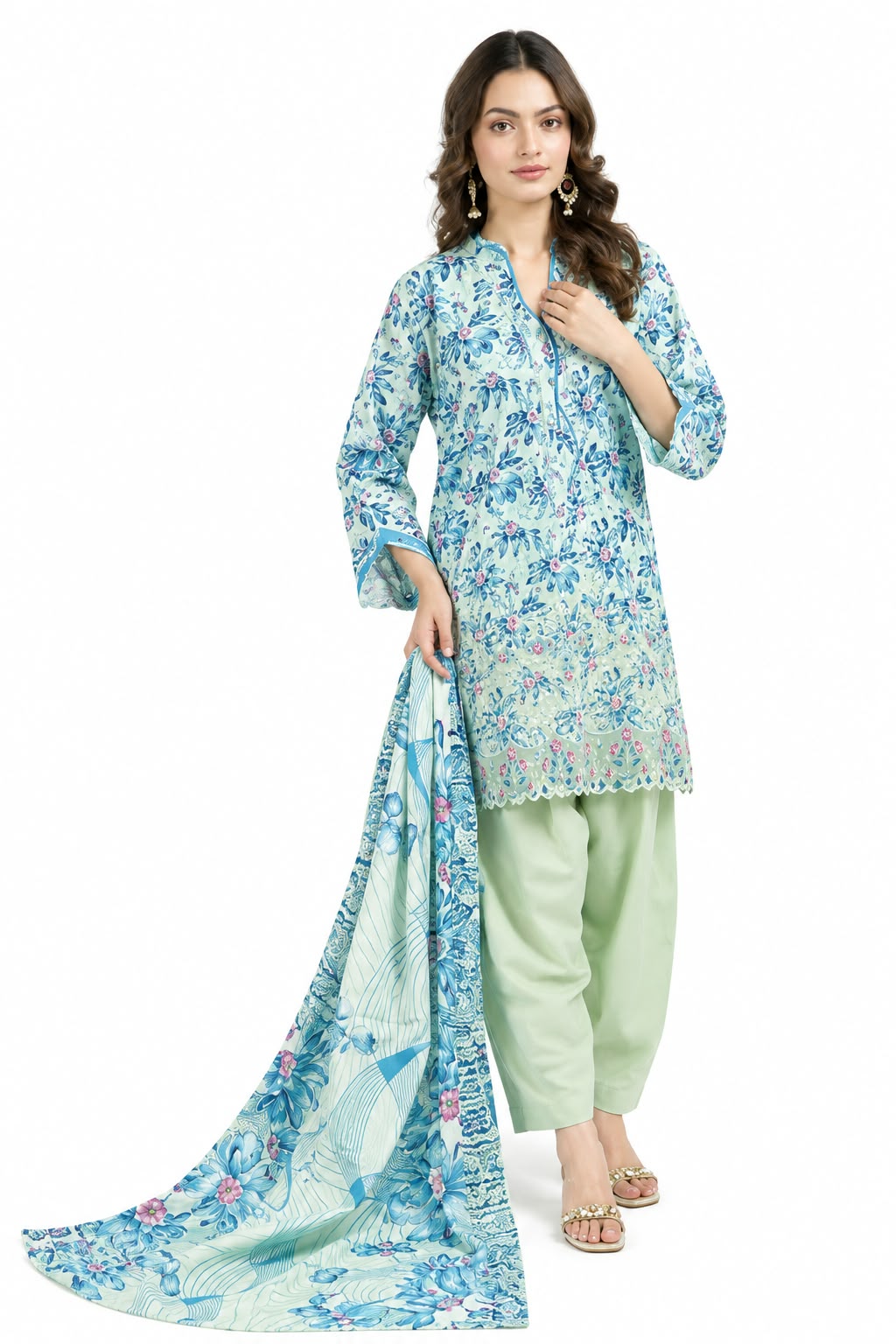 Bareeze Unstitched Embroidered Khaddar 3Pc