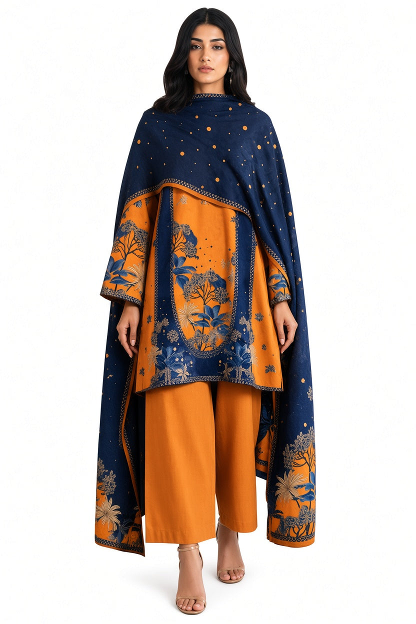 Raiha Unstitched Printed Linen 3Pc
