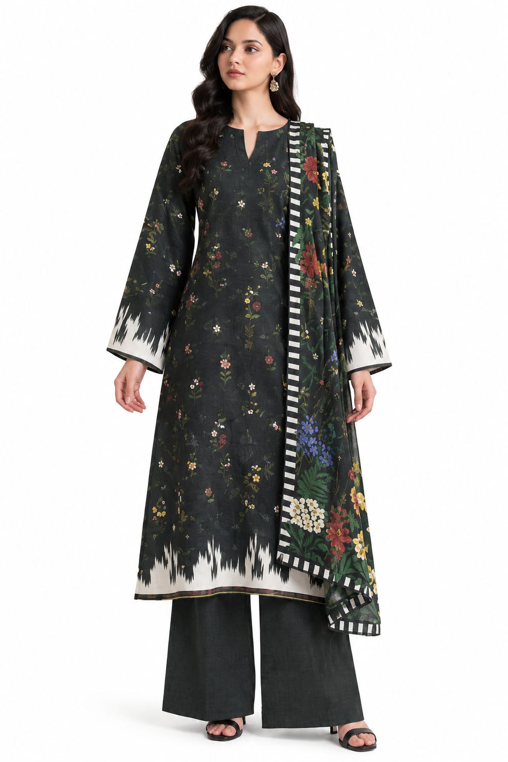 Raiha Unstitched Printed Linen 3Pc