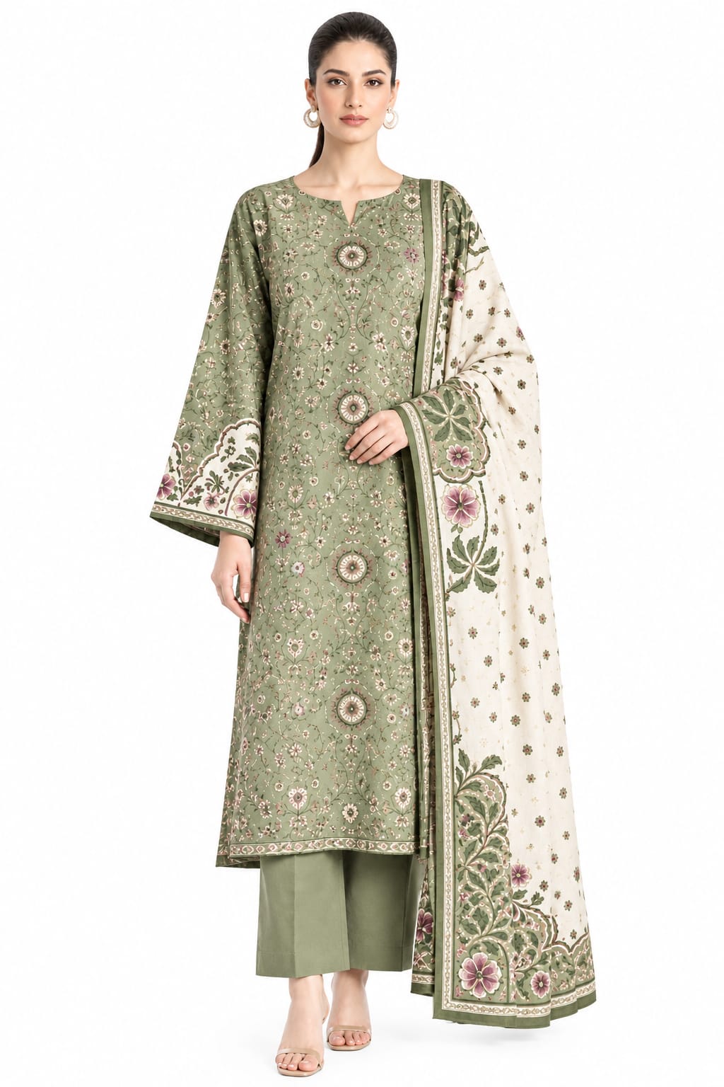 Raiha Unstitched Printed Linen 3Pc