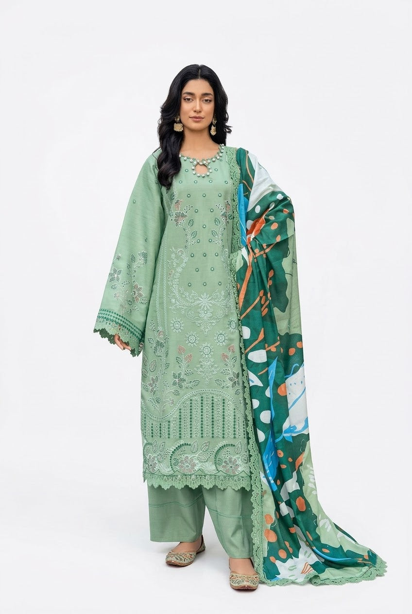 RAABI (Rang-e-Ronak) Unstiched Embroidered Viscose Linen 3Pc
